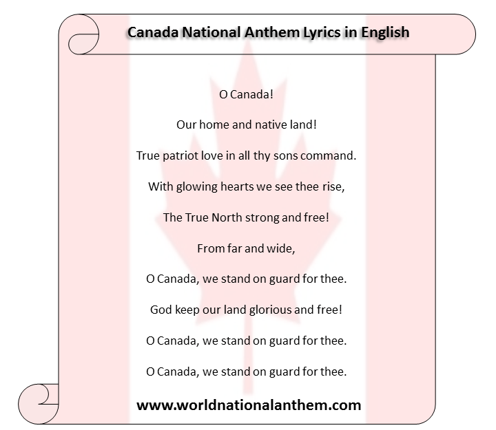 Canada National Anthem Lyrics in English