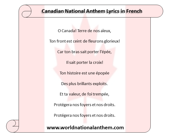 Canadian National Anthem Lyrics in French